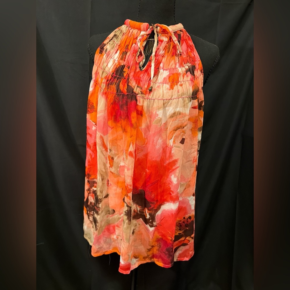 Adiva Coral and Red Halter Top